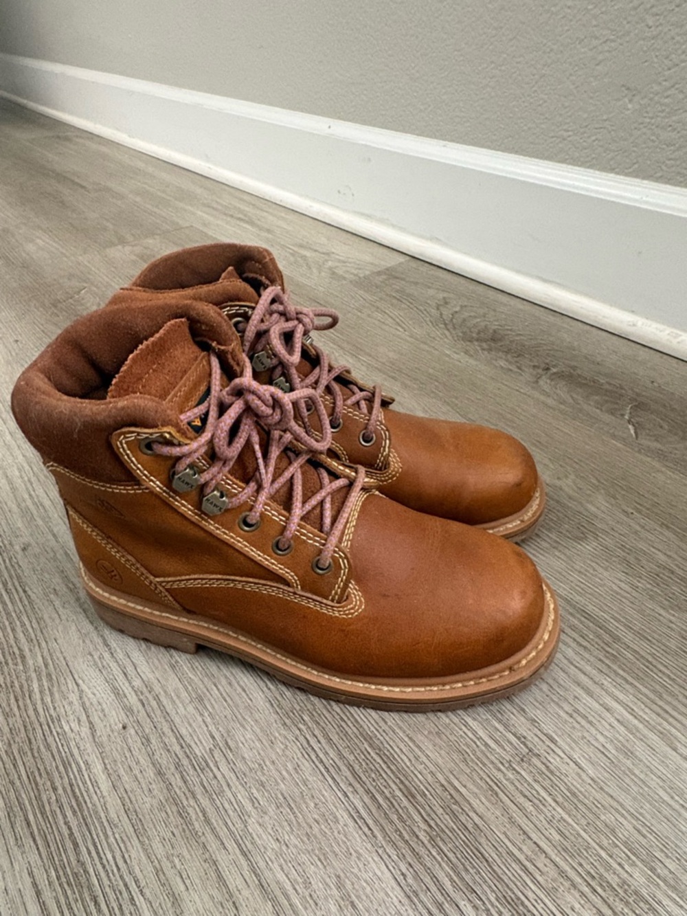 Women’s Brown Leather Lace-Up Work Boots